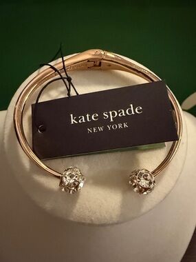 kate spade Rose Gold Open Cuff with Crystal Flower Ends